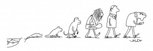 The famous evolution cartoon ending with a person using a smartphone