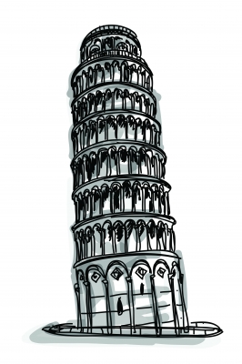 sketch of tower of pisa